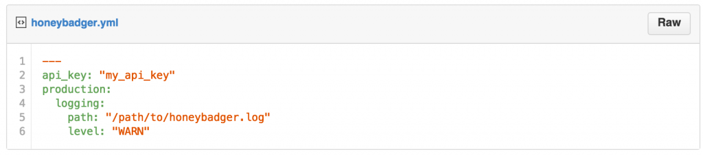 YAML configuration of honeybadger gem