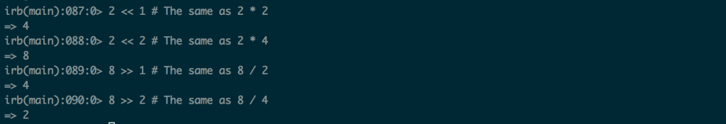 You can use bitwise shift operators to multiply or divide by powers of two 