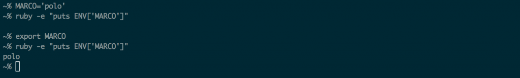 Local variables aren't available to child processes. Export converts the local variable to an environment variable. 
