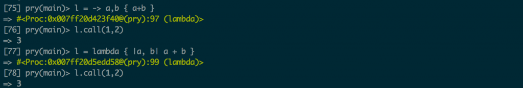 Ruby's stabby lambda syntax was introduced in version 1.9