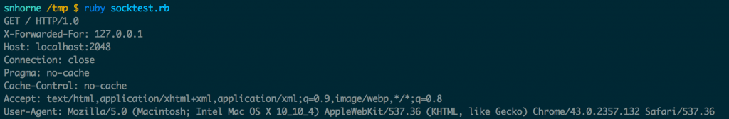 HTTP requests are logged to STDOUT by our simple app server