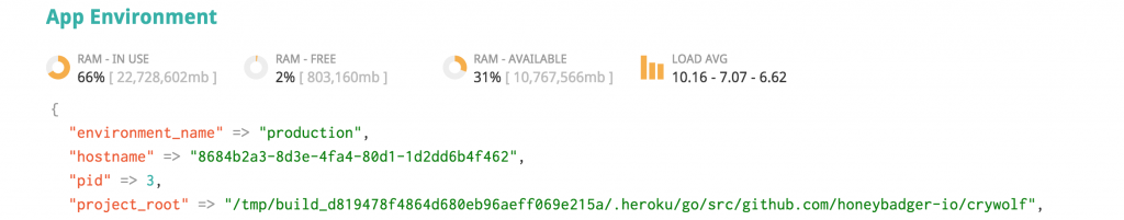 See system stats and other information from your server's environment at the time of the panic.