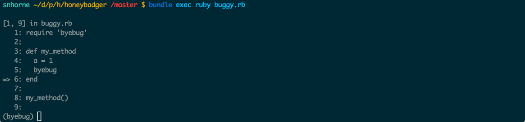 When the debugger is triggered, it drops you into an interactive shell. 