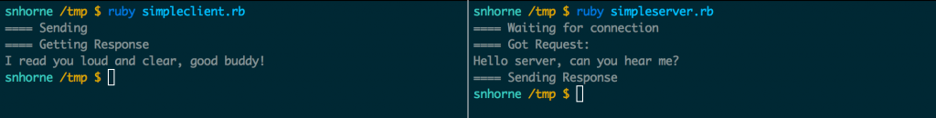 Example of a simple UNIX socket client/server interaction