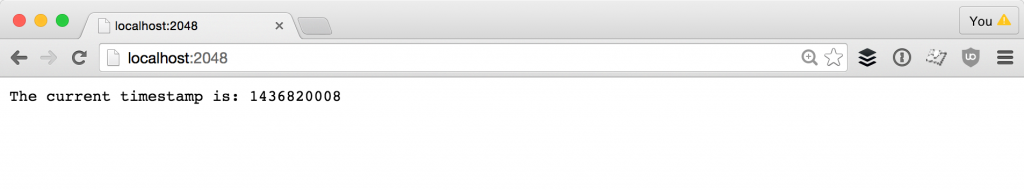 The server returns a timestamp which is displayed in the browser