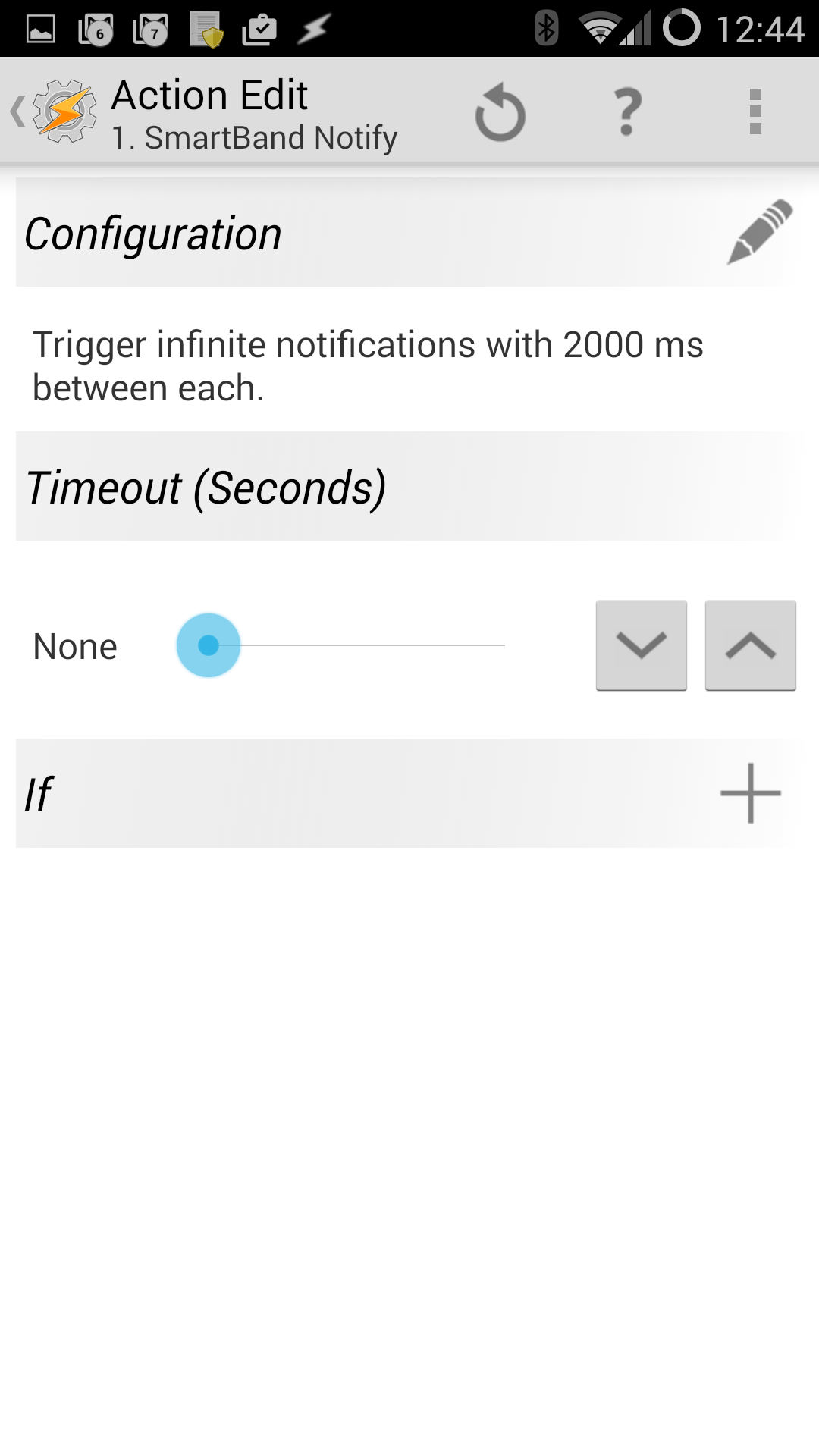 Buzz the smartband every 2 seconds, forever. 