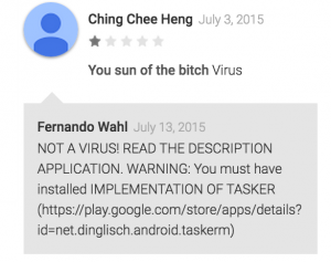 This is the thanks you get when you make an android app.
