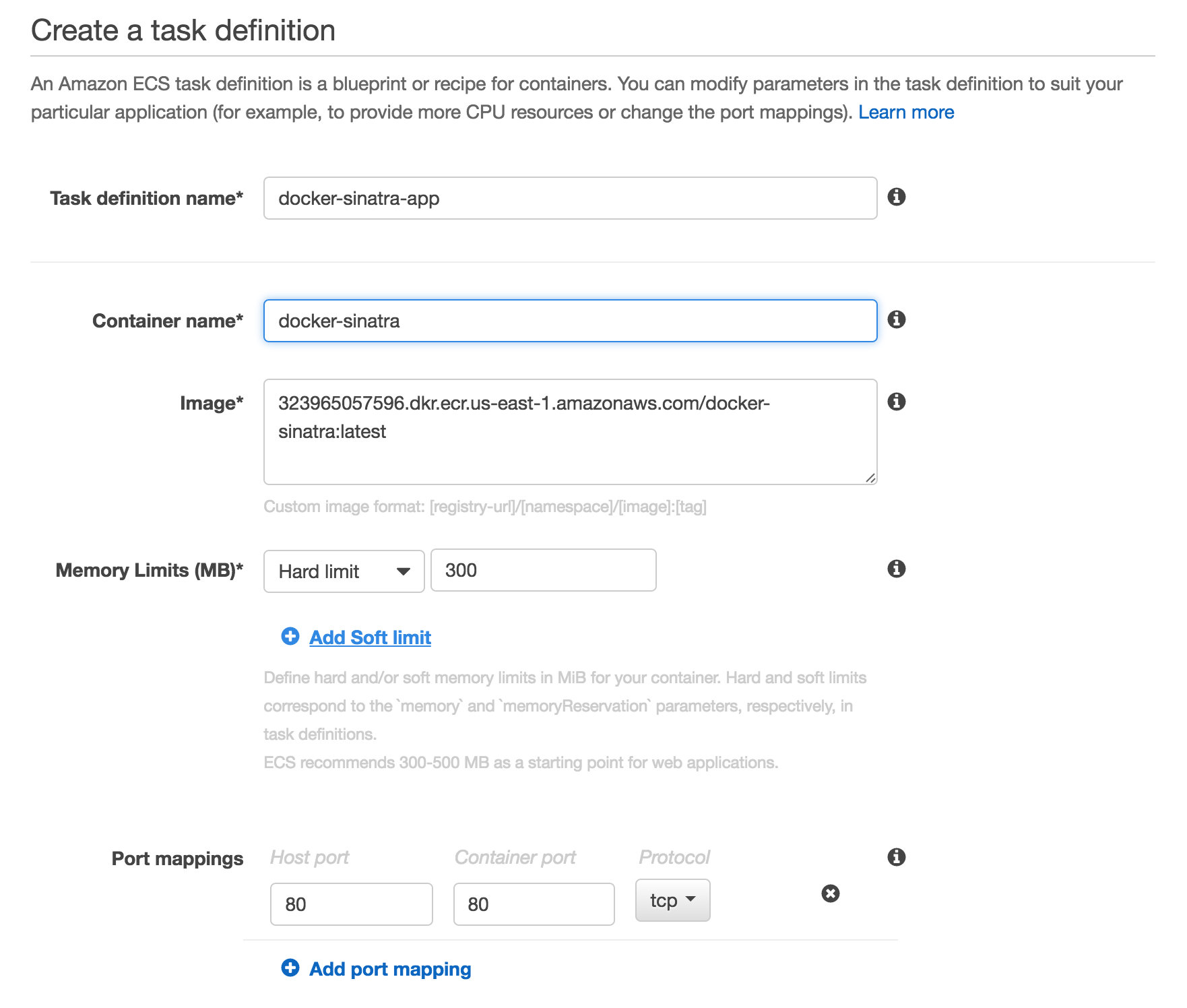 Create task definition