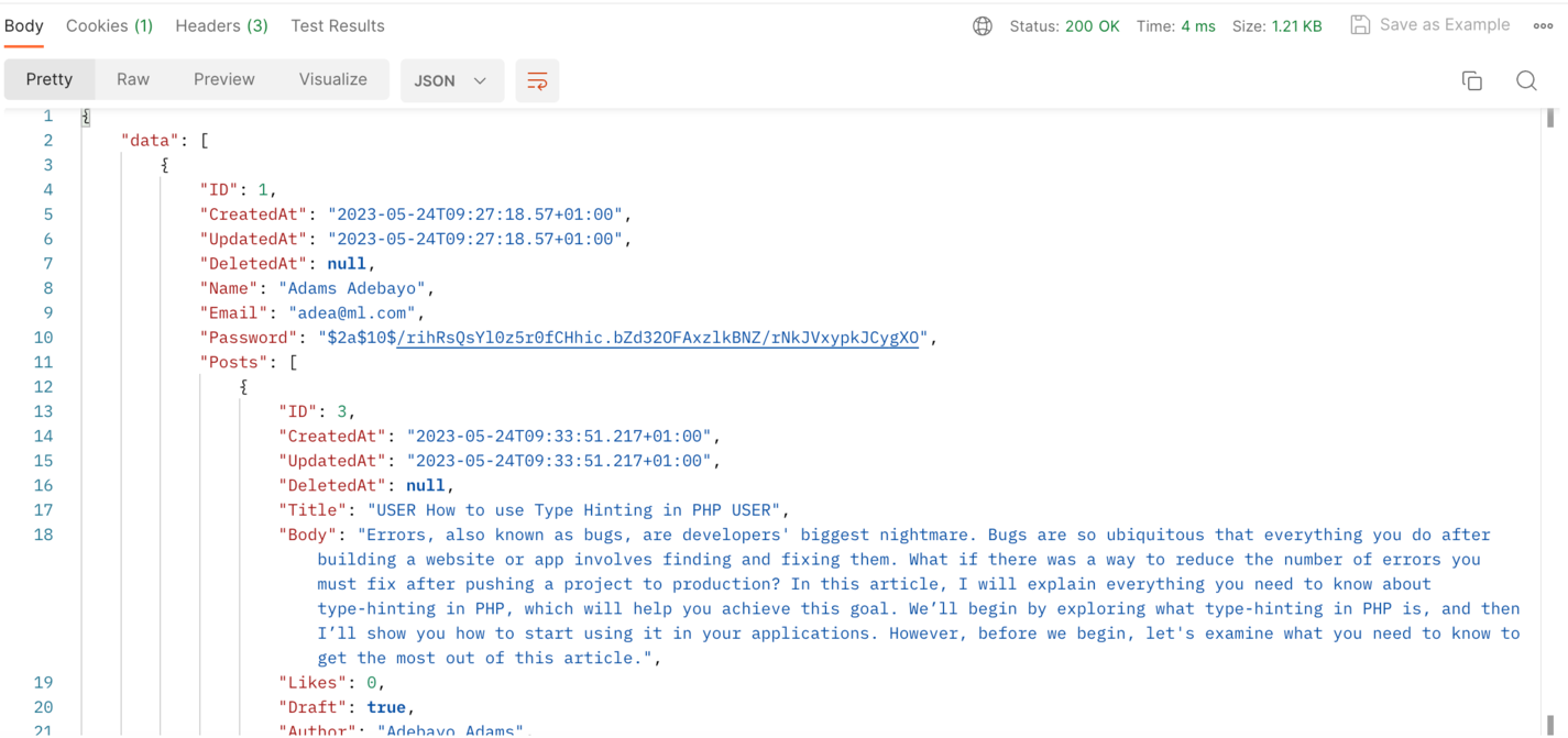 get users with posts