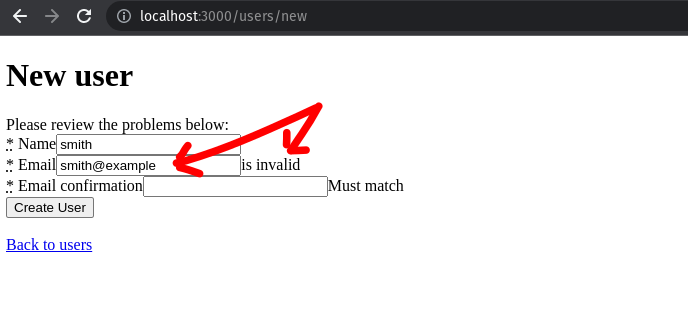Email validation error