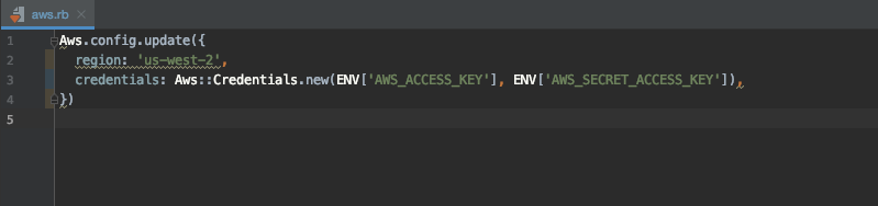 AWS configuration screenshot