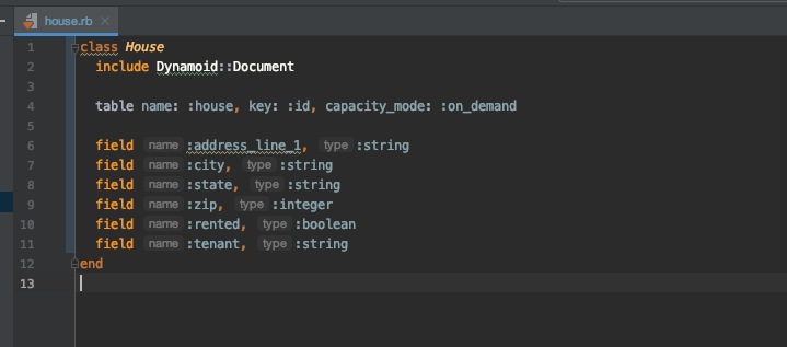 Schema Definition Screenshot