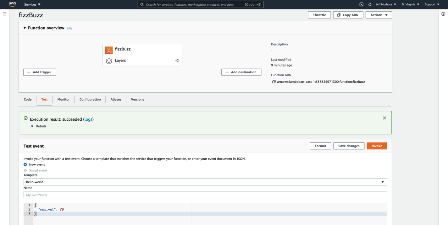 Final test event A screenshot of the final test event