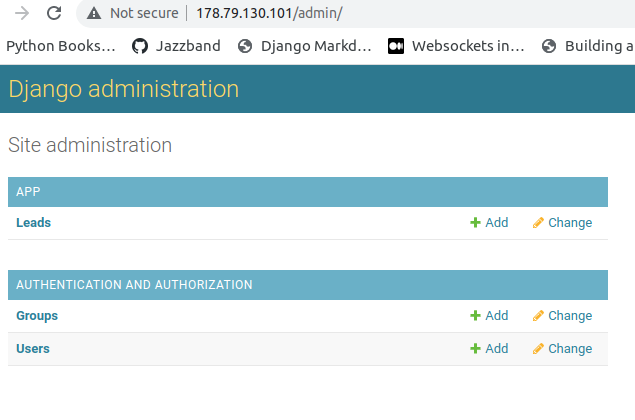 Django application running