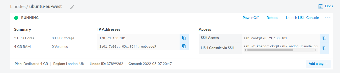 Linux server running