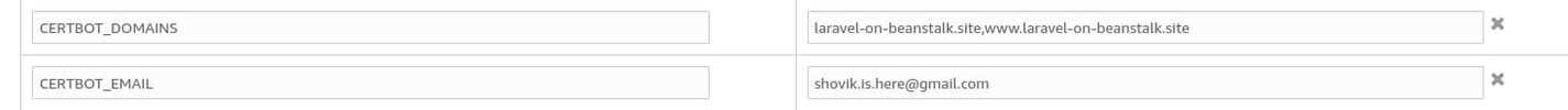Certbot domains and email environment properties