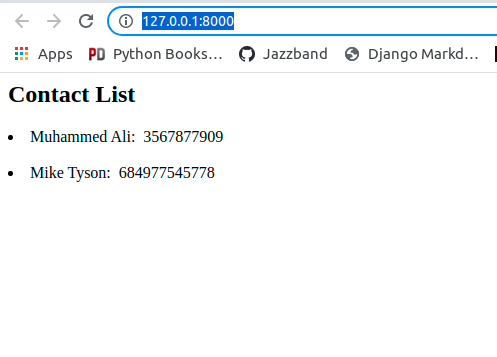 The list of contacts you just saved in the database.