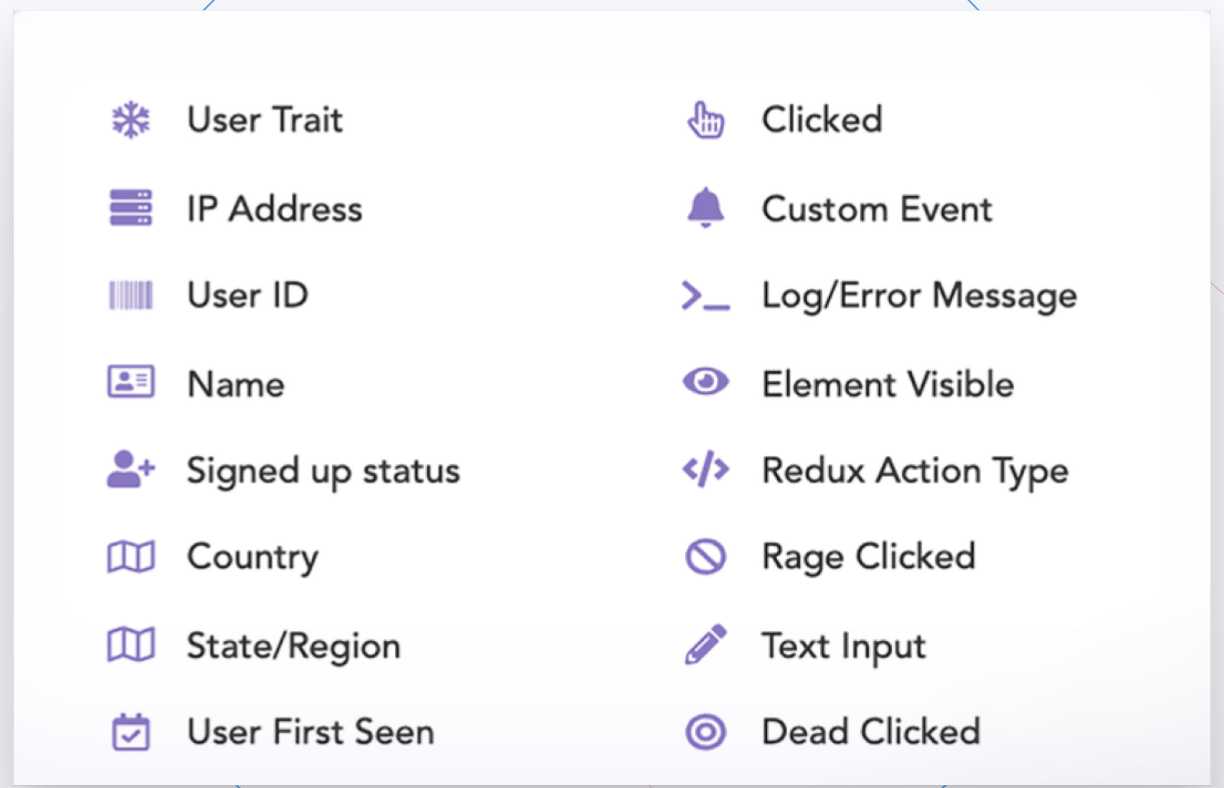 LogRocket filters example