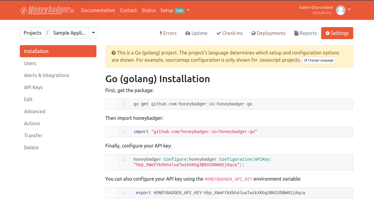 Honeybadger project page