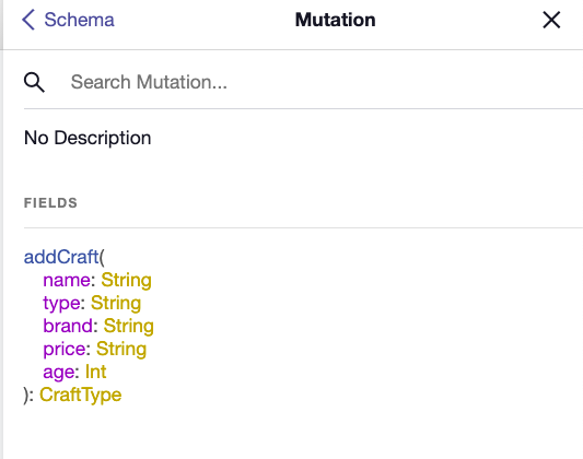 addCraft in GraphiQL