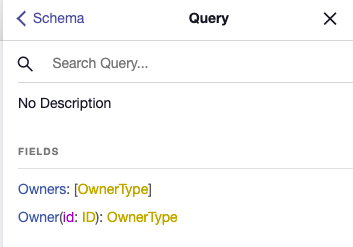 Screenshot of types in GraphiQL
