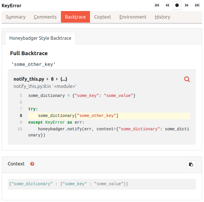 How additional context is shown inside the web UI.