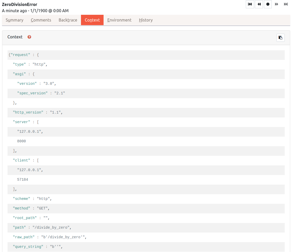 Example of an error notification.