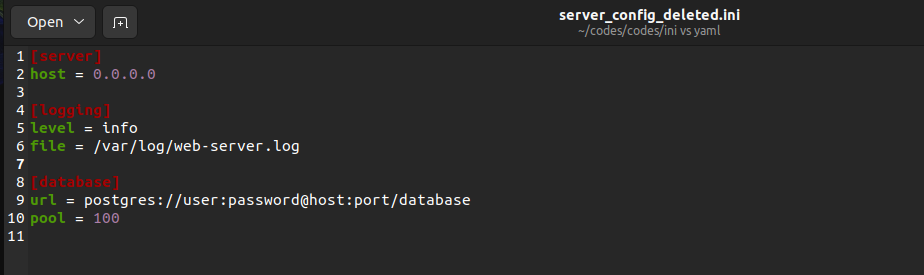 INI file after deletion