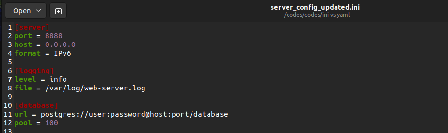 INI file after update