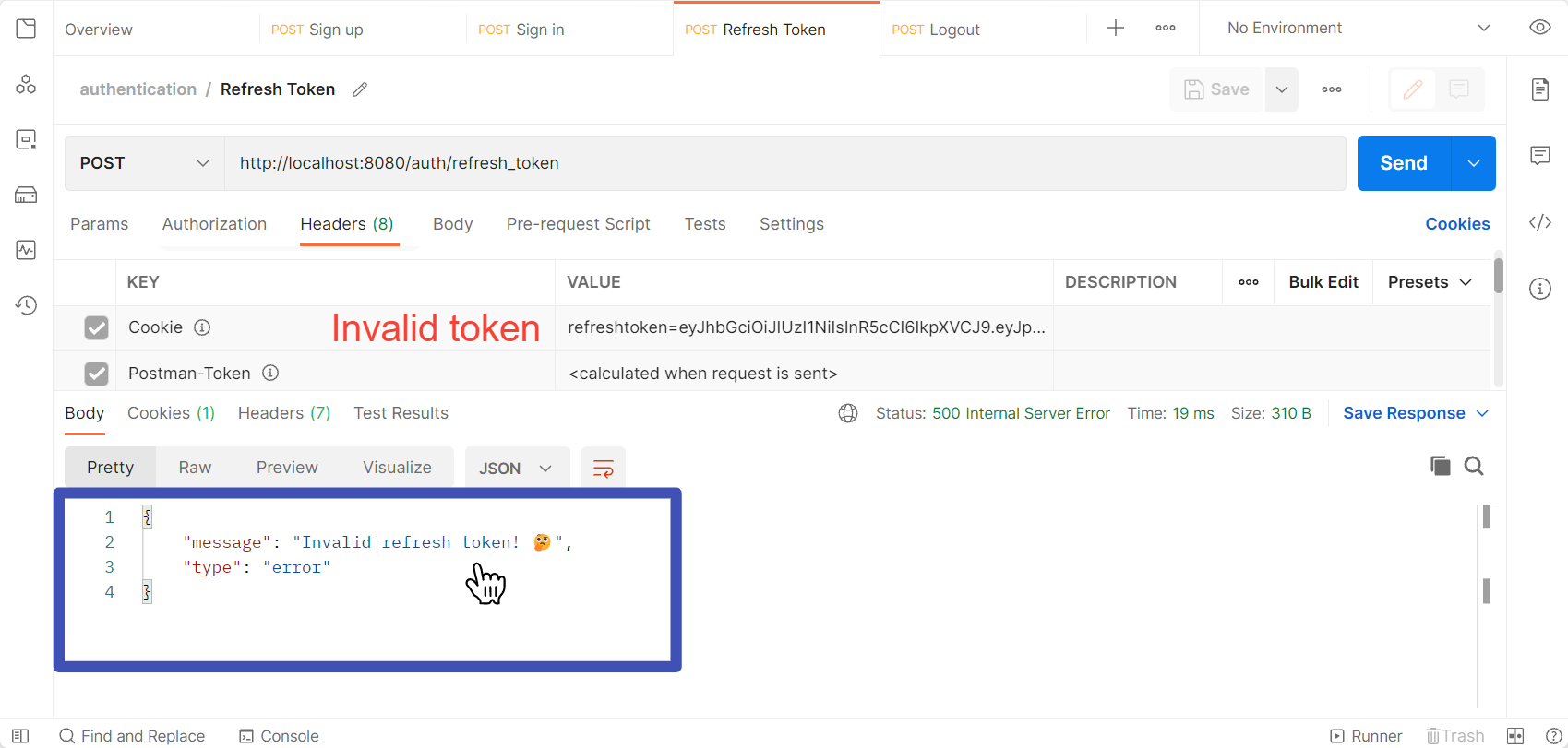 sending expired or invalid refresh token