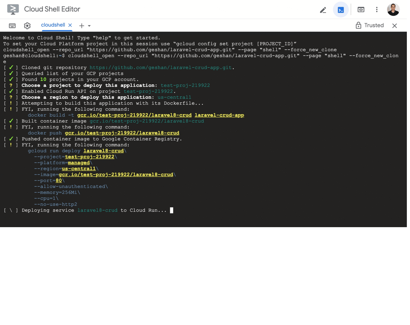 Laravel with production ready docker deployed on Google Cloud run