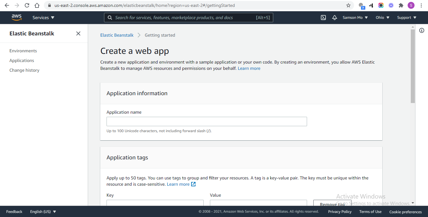 Form for Application