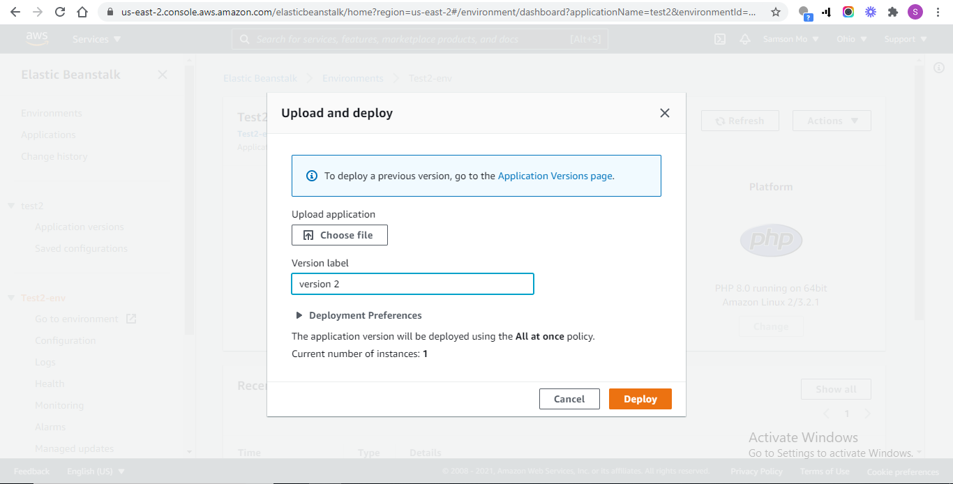 Upload and deploy your application