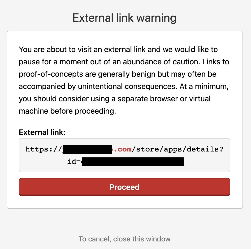 HackerOne's interstitial page