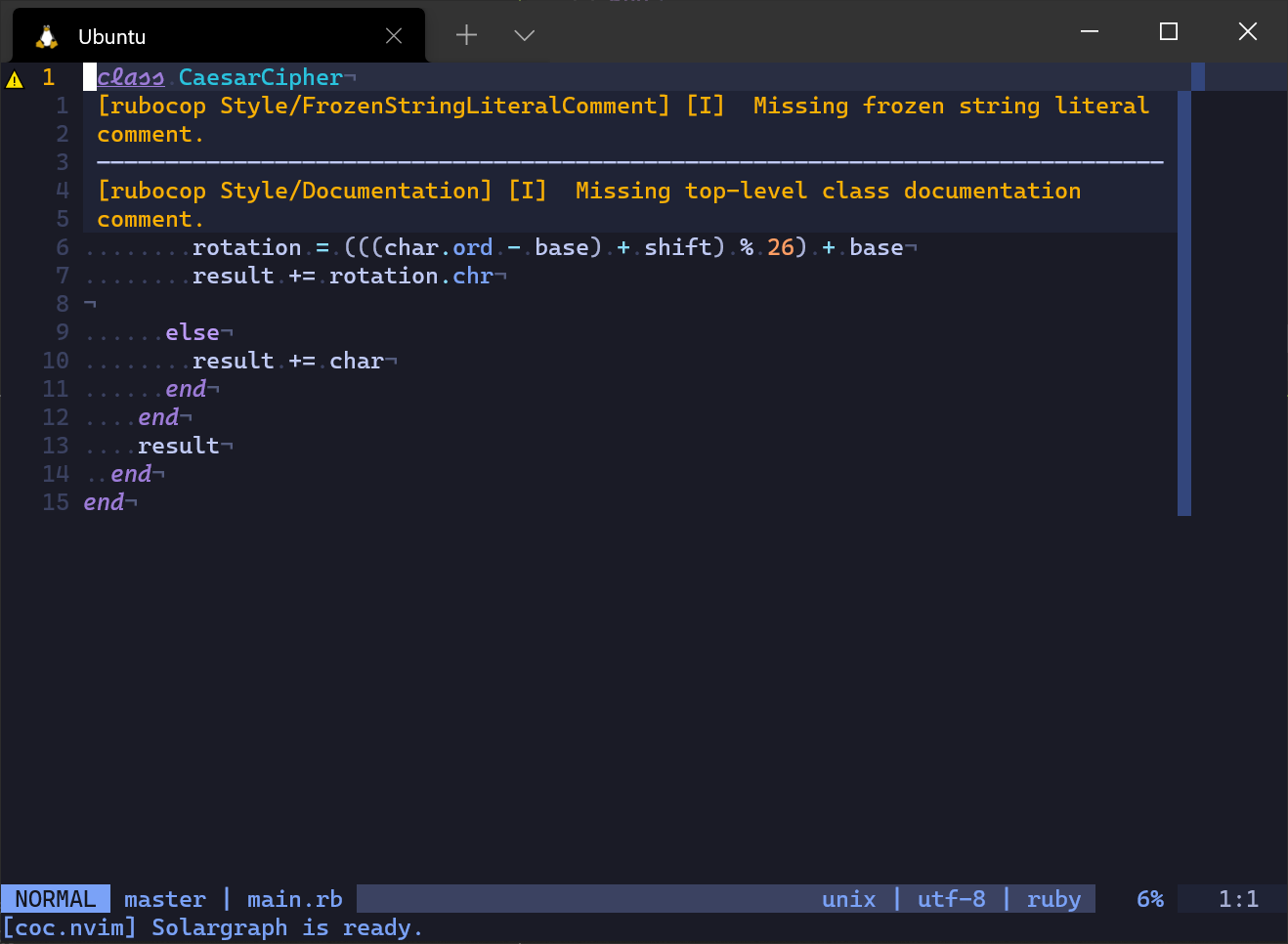 RuboCop integration in Neovim