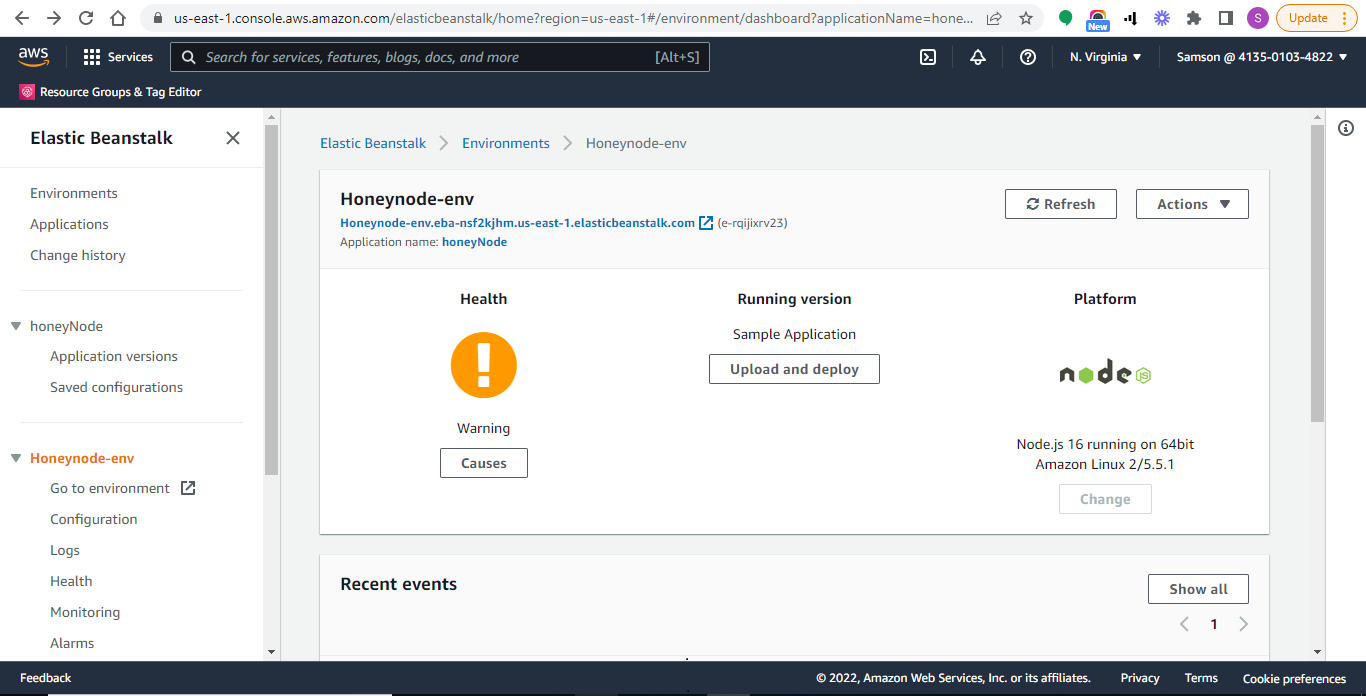 Elastic Beanstalk application is ready and live