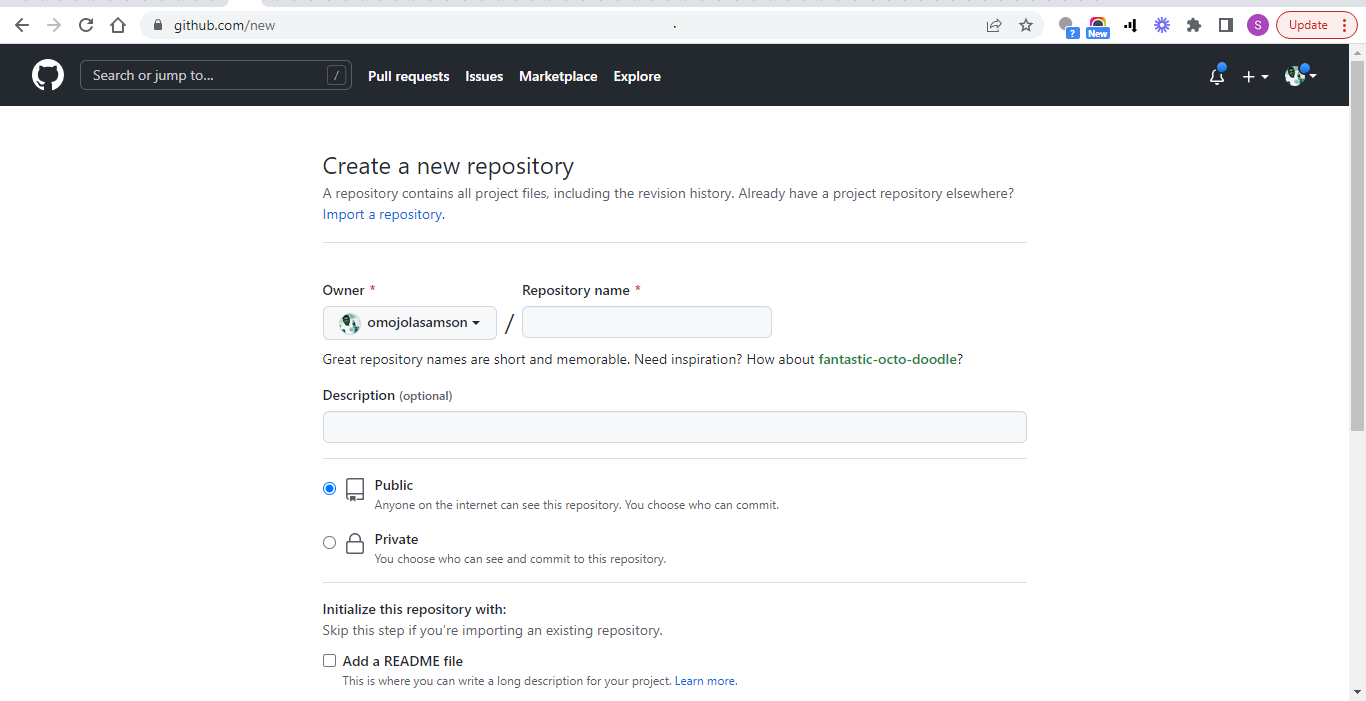 create a new repository