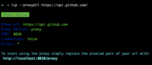 Starting up the cors proxy server