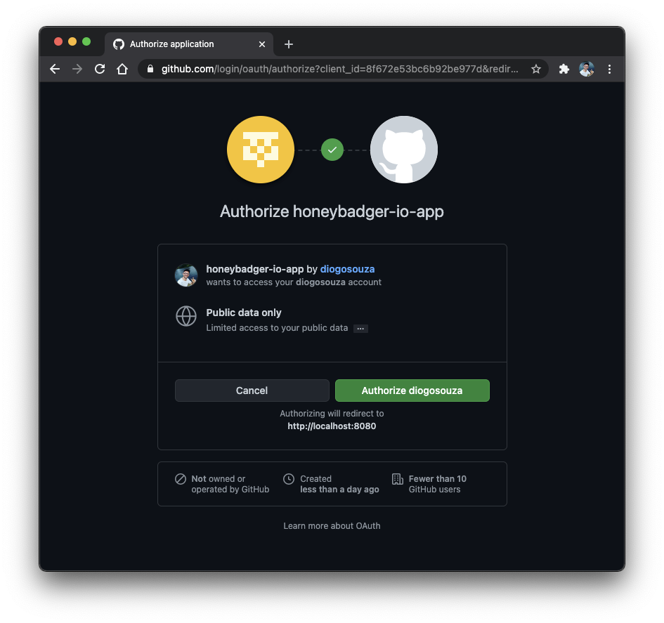 GitHub authorization page