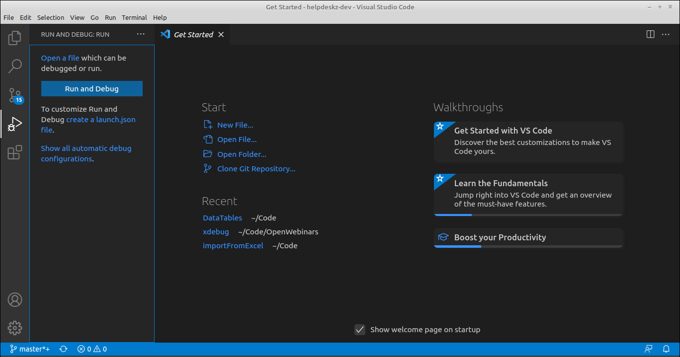 A screen prompting to configure the IDE for debugging