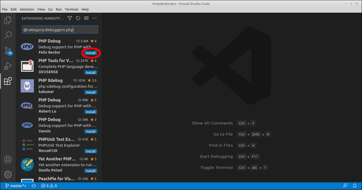Blue button that reads "Install" next to the first extension's description
