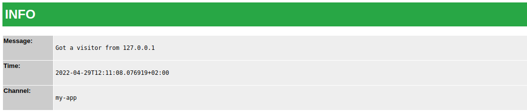 A green info message