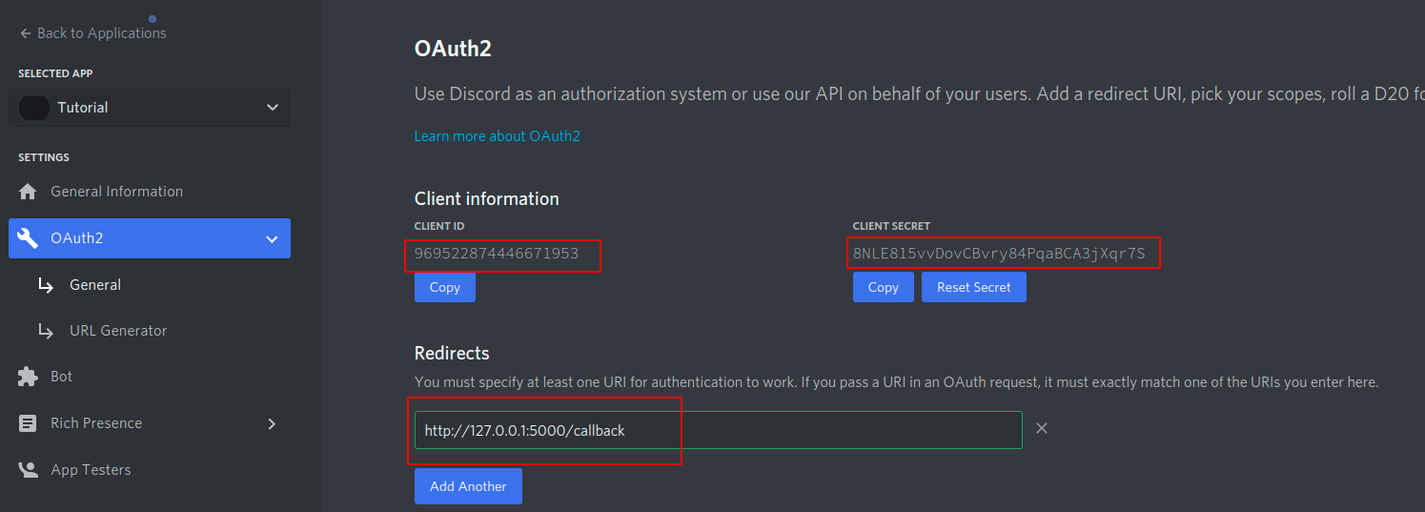 Set OAuth2 callback URL