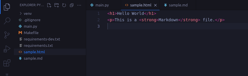 Markdown file to HTML file.