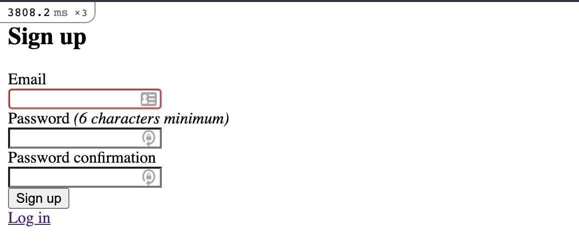 A screenshot of the new sign-up page
