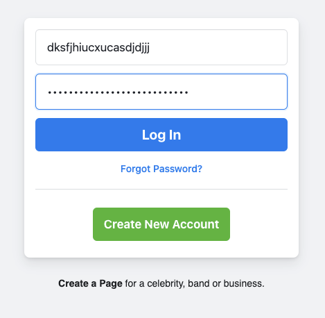 Facebook's login page