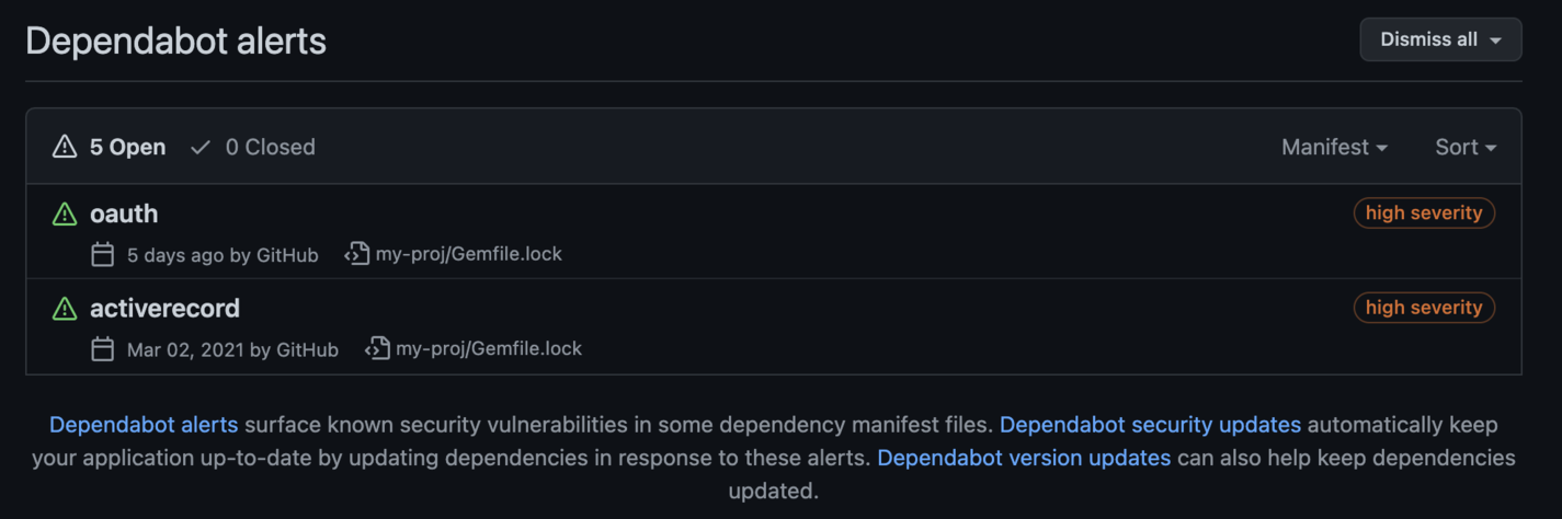 Dependabot alerts