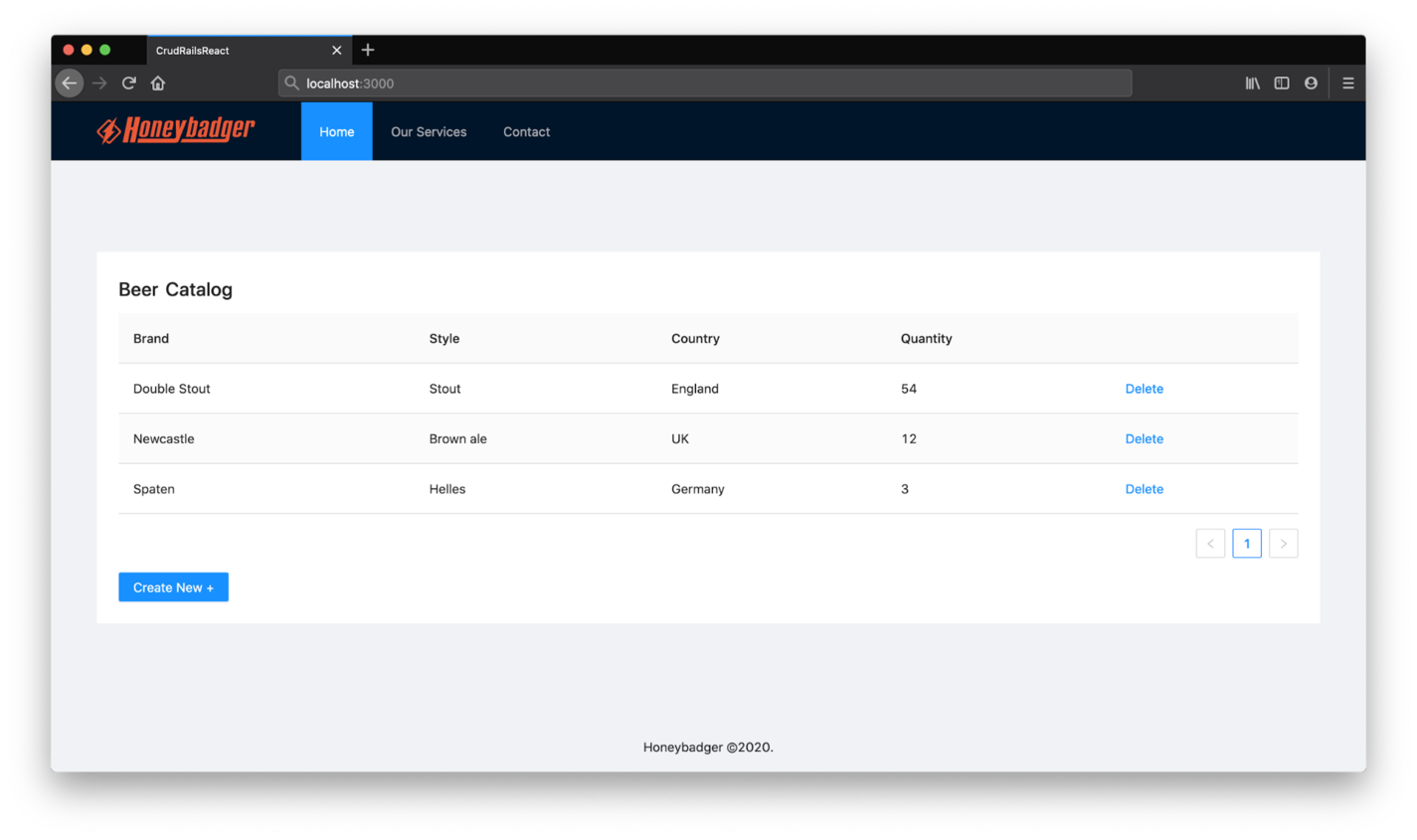 Beer CRUD application