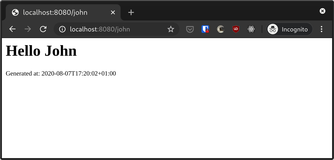 Screenshot of middleware in action