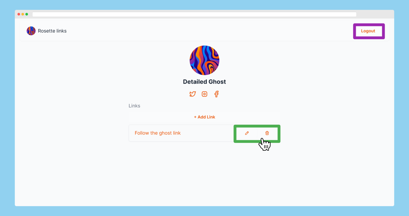 user profile with active session